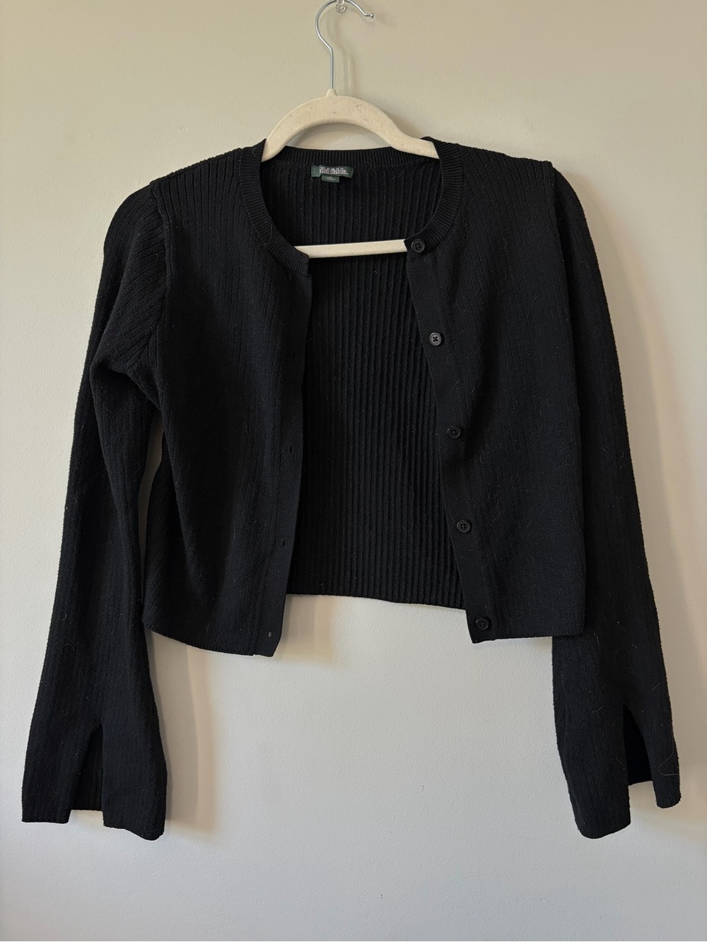 wild fable Black Ribbed Knit Cardigan Set